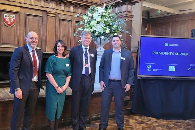Leo Pearlman, co-founder and managing partner, Fulwell 73; Deborah Walton, chief financial officer, Palintest and Chamber vice president; Geoffrey Stanford, headmaster, RGS; Rory McKeand, chief executive officer, TSG.