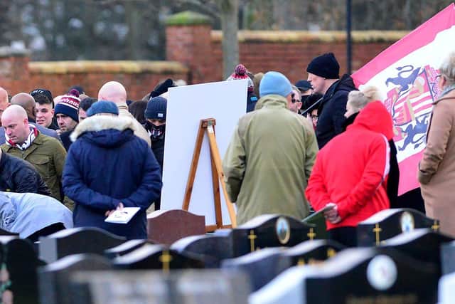 Family and friends gather at Leon Hetherington's funeral held at Bishopwearmouth Cemetery. Picture by Frank Reid