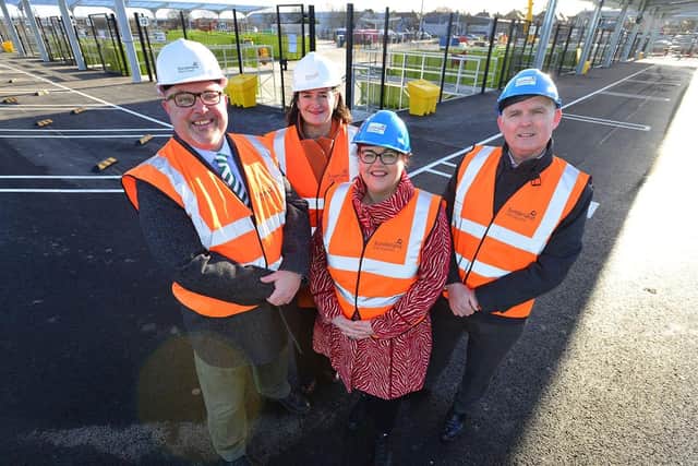 (Left to right) Coun Graeme Miller;  Fiona Brown, Executive Director of City Development Fiona Brown,  Coun Claire Rowntree and council chief executive Patrick Melia at the new Household Waste and Recycling Centre