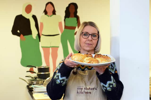 My Sister's Kitchen founder Jo Gordon with a range of scones made by the women on one of her courses.