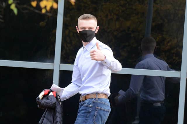 Aaron Lee leaves South Tyneside Magistrates' Court.