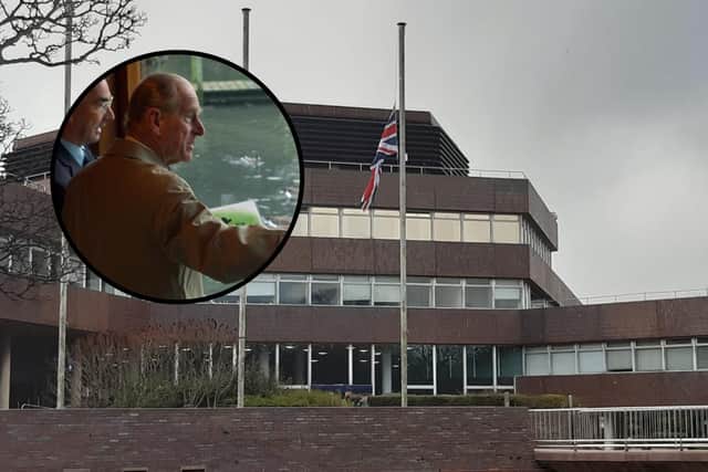 The flag has been lowered at Sunderland Civic Centre as a sign of respect for the Duke of Edinburgh following his death, with the council also sharing photos of his visit to Washington WWT in 2005.