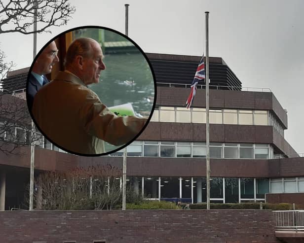 The flag has been lowered at Sunderland Civic Centre as a sign of respect for the Duke of Edinburgh following his death, with the council also sharing photos of his visit to Washington WWT in 2005.