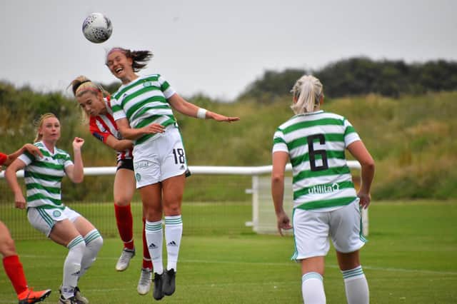 Eve Blakey challenges for the ball. Picture by Chris Fryatt.
