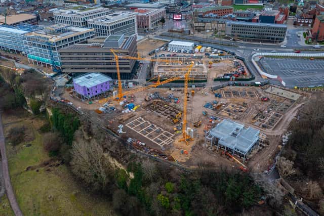 An aerial view of new homes being built on the former Vaux site.
