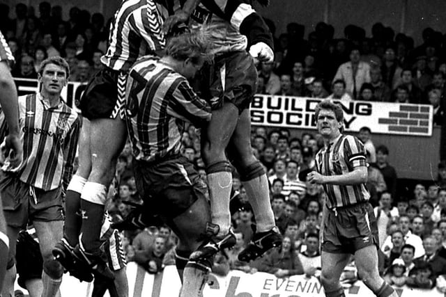 Sunderland and Newcastle battle it out in the first leg of the play-off semi finals at Roker Park in 1990. Were you there?