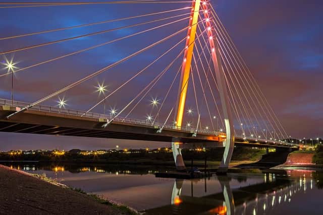 Sunderland's Northern Spire bridge will be among the city landmarks to bask in the football club's red and white colours after their promotion on Saturday.