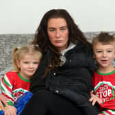 Gentoo tenant Shannon Eastick, 28, with her children Carson, seven and Caliana, four. Shannon has moved to live with her parents after a problem with rodents in her own house.