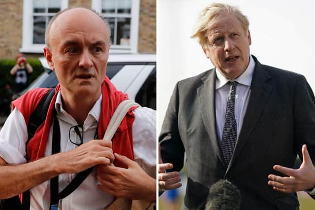 Boris Johnson (right) has faced a barrage of incendiary allegations from his former top advisor Dominic Cummings (left)