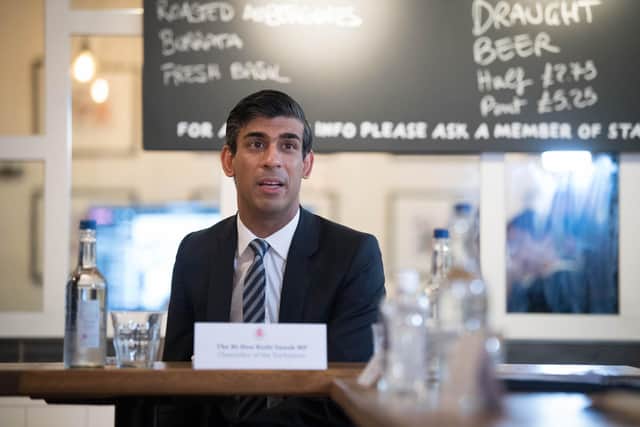 Chancellor of the Exchequer Rishi Sunak hosting a roundtable for business representatives at Franco Manca in Waterloo, London.