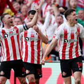 Sunderland players celebrate Ross Stewart’s goal