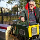 Society secretary Peter Russell with one of the miniature trains at Roker Park.