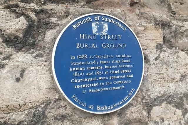 This blue plaque on Low Row tells part of the story. JPI image.