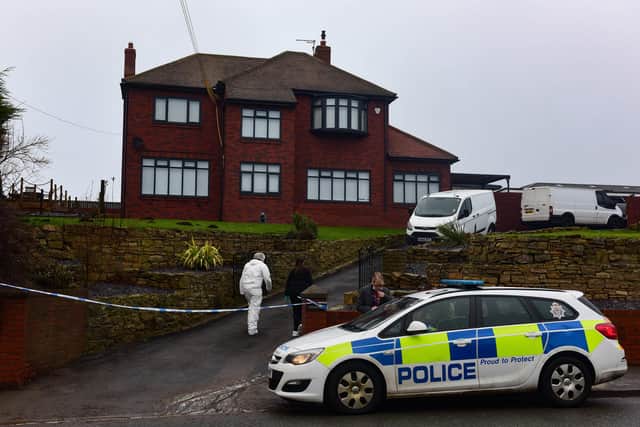 Police at the scene of the murder inquiry in Sunderland Road, Newbottle, on December 27.