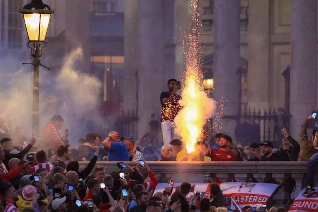 Sunderland take on Wycombe Wanderers at Wembley this afternoon in the League One play-off final. Fans took over Covent Garden and Trafalgar Square on Friday night.