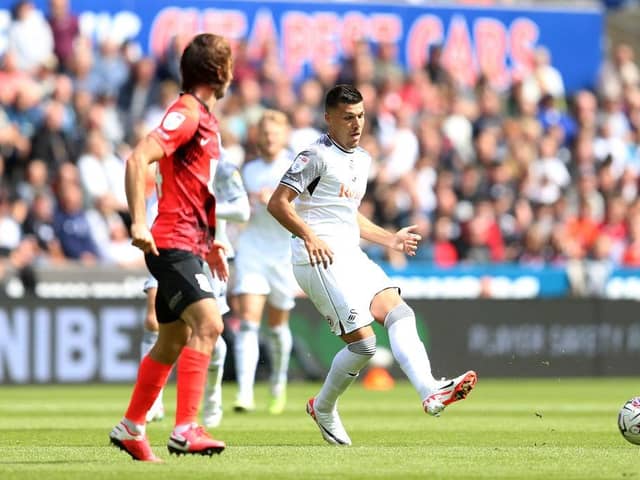 Joel Piroe playing for Swansea City. (Photo by Cameron Howard/Getty Images)