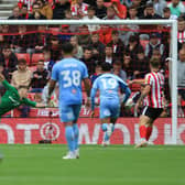 Viktor Gyokeres scores a late goal for Coventry City at the Stadium of Light