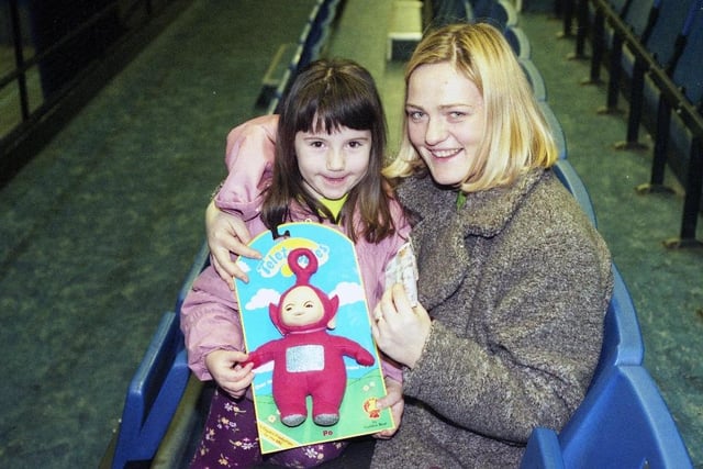Kim Chiliberti and daughter Valentina with Teletubby Po - a perfect gift in 1997.
