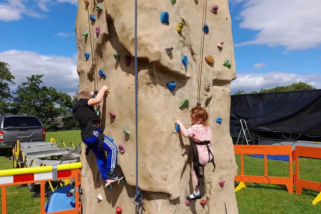 The climbing wall proved very popular.