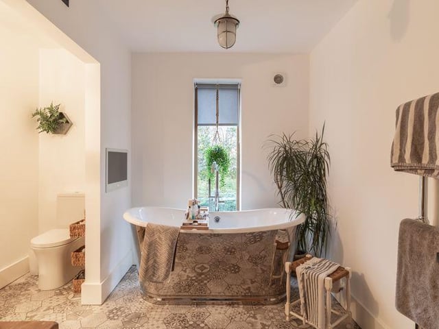The bathroom.