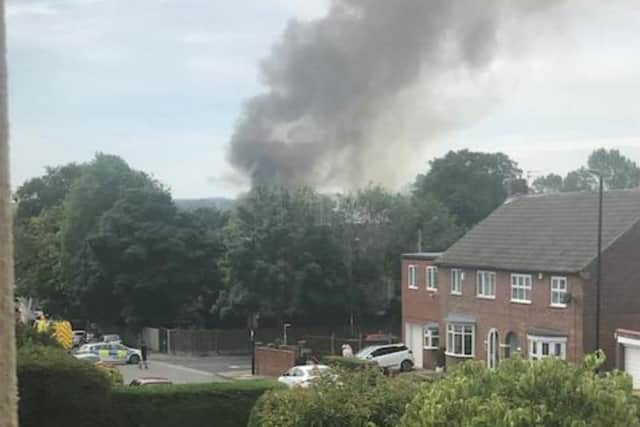 A photograph of the fire taken by a resident who lives near the home after the blaze broke out on Friday morning.