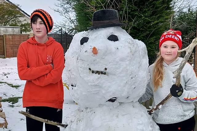 Duncan Gray sent a picture of this fantastic snowman in Lowick.