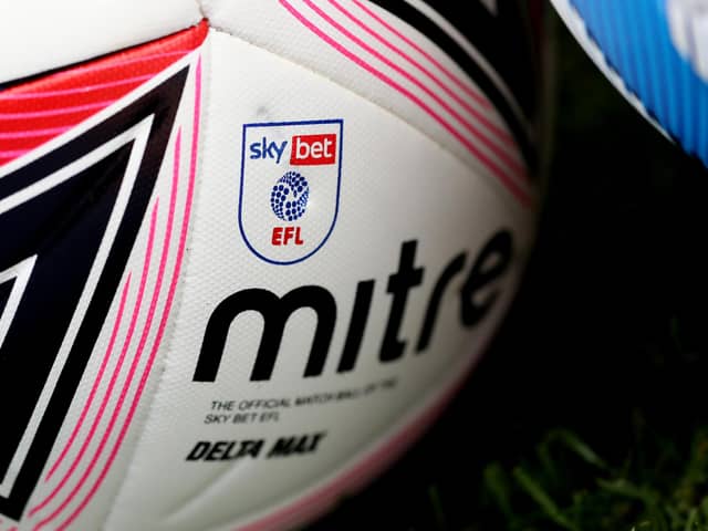 BARNSLEY, ENGLAND - OCTOBER 17: A general view of the Sky Bet EFL official Mitre match ball ahead of the Sky Bet Championship match between Barnsley and Bristol City at Oakwell Stadium on October 17, 2020 in Barnsley, England. Sporting stadiums around the UK remain under strict restrictions due to the Coronavirus Pandemic as Government social distancing laws prohibit fans inside venues resulting in games being played behind closed doors. (Photo by George Wood/Getty Images)