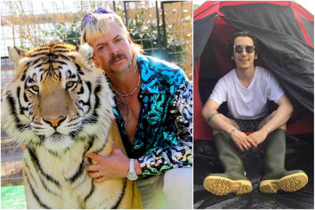 Brad Wharton (right) will be hosting a quiz on the Netflix series Tiger King: Murder, Mayhem and Madness. Pictures by Netflix and submitted .