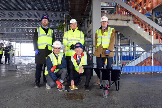 Back from left, James Silver, MD of developer Landid; Chief Executive of Sunderland City Council Patrick Melia, and Sir Andrew McAlpine. Front from left site manger David Cochrane and CEO of L&G Sir Nigel Wilson