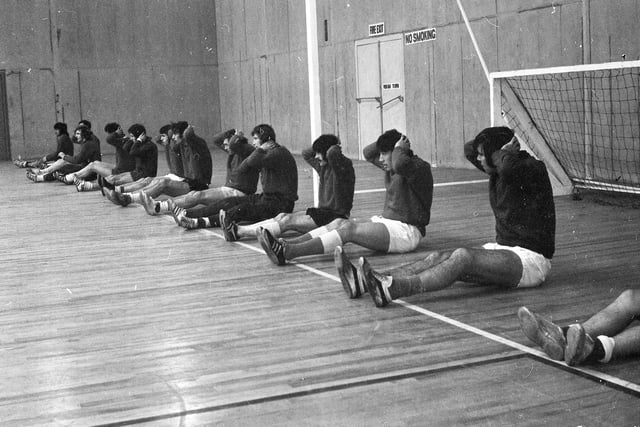 Sunderland players during a training session at Washington Gym, where the Roker squad were preparing for the FA Cup tie against Luton.
