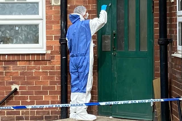 Forensic investigators were at the scene in Penshaw on Monday