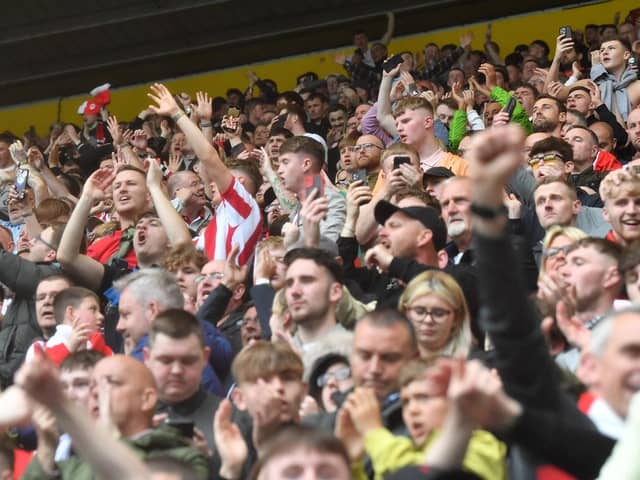 Sunderland fans in action away at Preston North End as Tony Mowbray's side secured their place in the play-off with a 3-0 win at Deepdale.