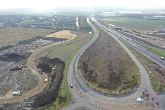 An aerial view of improvement works as they took place at Downhill Lane.