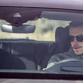 Real Madrid's Welsh forward Gareth Bale arrives to undergo coronavirus tests at the Ciudad del Real Madrid training facilities in Valdebebas, Madrid, on May 6, 2020. - Real Madrid started to undergo coronavirus tests today as La Liga clubs planned to return to restricted training ahead of the proposed resumption of the season next month. (Photo by BALDESCA SAMPER / AFP) (Photo by BALDESCA SAMPER/AFP via Getty Images)