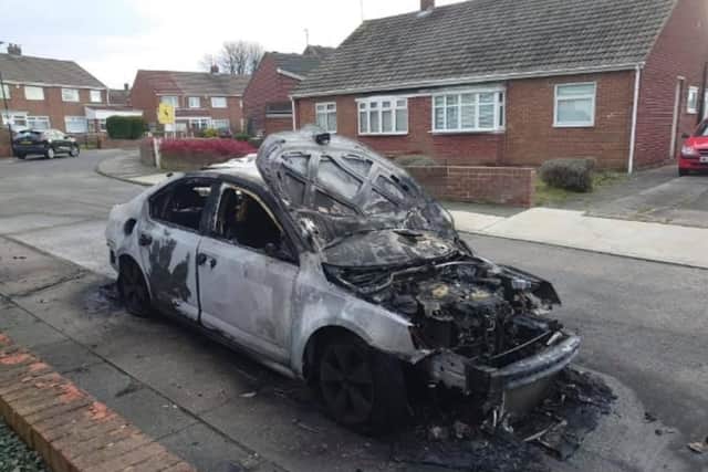The car was completely destroyed in the arson attack