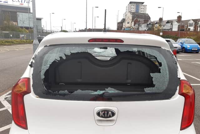 The rear windscreen has also been smashed