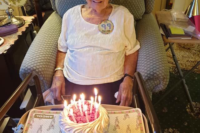 Myrtle May pictured on her 99th birthday in April 2020