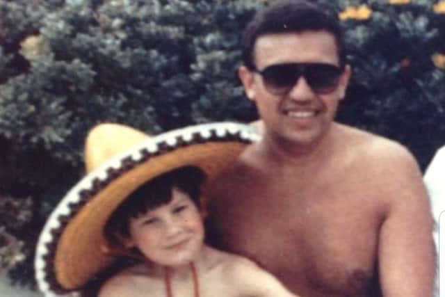 Jim pictured on his 40th birthday in 1986 with his son Richard.