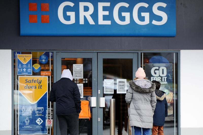 Greggs,  Carron Road
Mon 7am - 5pm; Tue 7am - 5pm; Wed 7am - 5pm; Thu 7am - 5pm; Fri 7am - 5pm; Sat 7:30am - 5pm; Sun 8am - 4:30
Walk in, click & collect, Just Eat