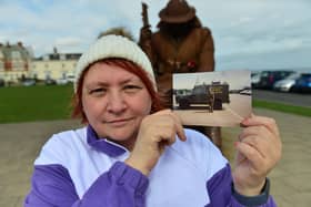 Denise Kidger with a photograph of her late brother Stephen Kidger from the 2nd Battalion, Royal Regiment of Fusiliers, photographed in Northern Ireland. Picture by Frank Reid.