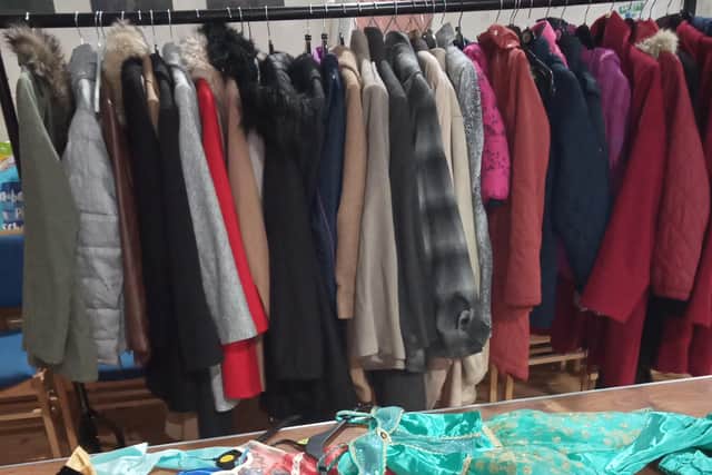 Some of the winter coats which those in need of warm clothing can collect.