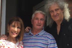 Trevor with Freddie Mercury's sister Kashmira and Queen guitarist Brian May at the unveiling of the Freddie Mercury plaque in 2016.