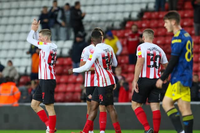 Sunderland players after beating Manchester United Under-21s in the Papa John's Trophy.