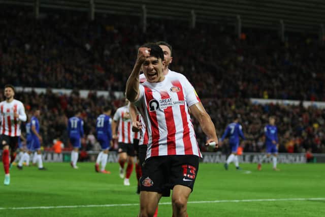 Luke O'Nien celebrates scoring Sunderland's fourth goal