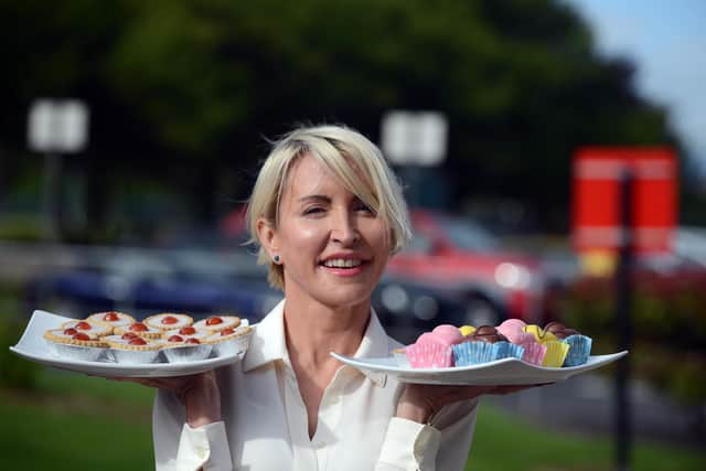 Heather Mills with some of her firm's vegan cakes