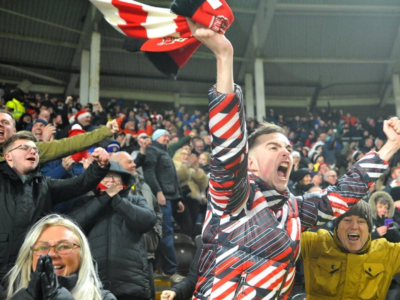 Sunderland fans show their passion at the end of the game away from home against Hull City.