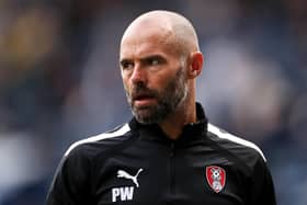 PRESTON, ENGLAND - AUGUST 16: Paul Warne, Manager of Rotherham United looks on during the warm up prior to the Sky Bet Championship between Preston North End and Rotherham United at Deepdale on August 16, 2022 in Preston, England. (Photo by Lewis Storey/Getty Images)