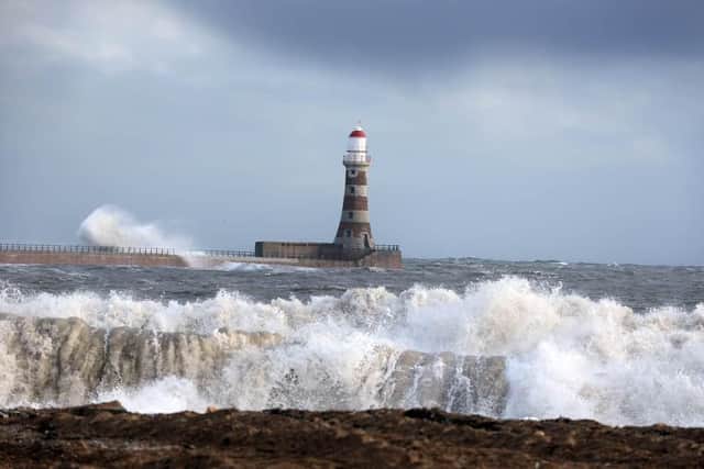 Stormy conditions on Roker beach
