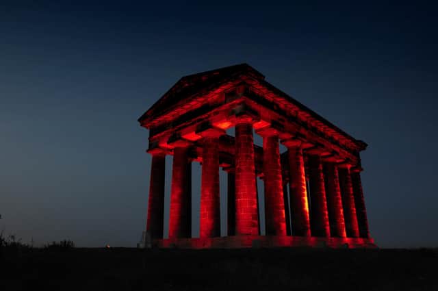 Landmarks in Sunderland illuminated red in support of the events industry.