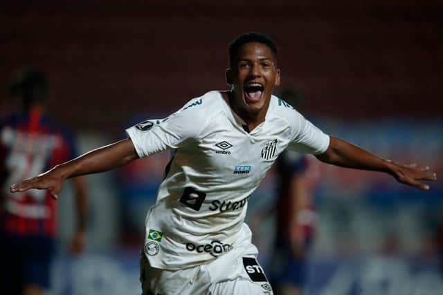 Santos winger Angelo Gabriel has emerged as a transfer target for Newcastle United (Photo by NATACHA PISARENKO/AFP via Getty Images)